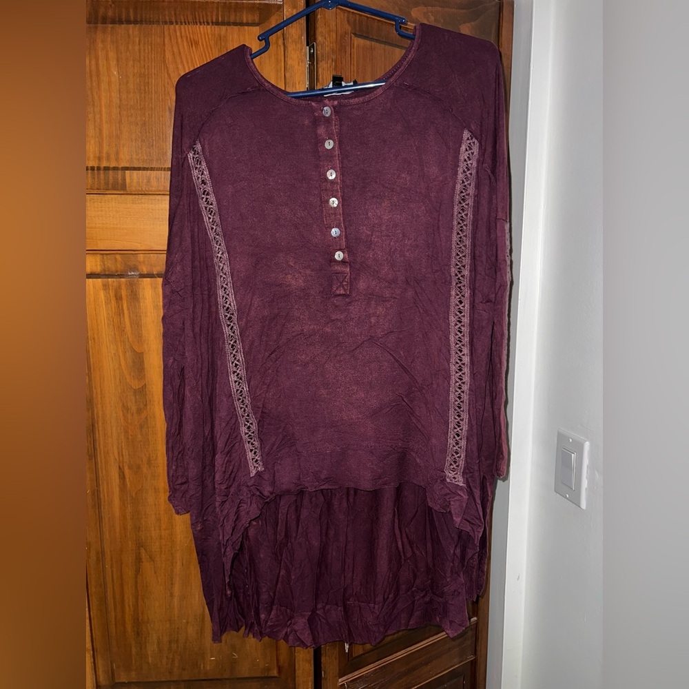 POL Deep Burgundy Button-Front Tunic NWT - image 1